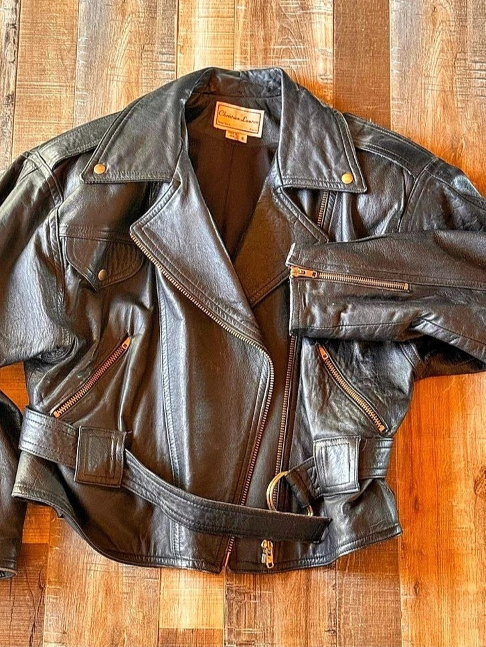 Christian Louboutin Leather Moto Jacket in Black Size Small